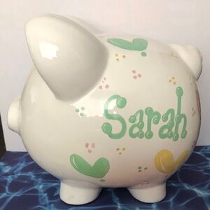 Personalized Piggy Bank with Hearts